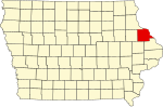State map highlighting Dubuque County