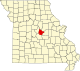 A state map highlighting Cole County in the middle part of the state.