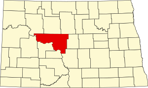 Map of North Dakota highlighting McLean County