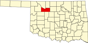 Map of Oklahoma highlighting Major County