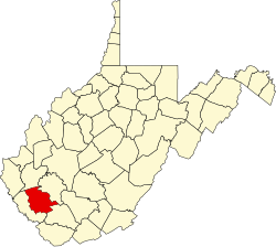 Karte von Logan County innerhalb von West Virginia