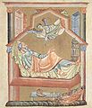 Evangelistar Heinrichs II. (Bamberg, Staatsbibliothek, Msc. Bibl. 95, fol. 8v): Der Traum des Josef