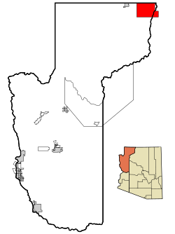 The reservation in Mohave County, with its southeastern corner shown extending into adjacent Coconino County