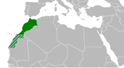 Map indicating locations of Morocco and Palestine