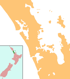 Map showing the location of Te Muri Regional Park