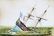 Naive drawing of Républicain sinking