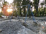 Swingset at Rich's Playground in Okotoks campground after flood waters receded (June 23, 2013)