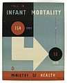 A 1939 poster for the Ministry of Health showing statistical improvement in infant mortality.