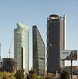 From left to right:Torre Mayor (2003), Torre Reforma (2016), Torre BBVA México (2015)