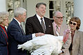 President Ronald Reagan accepting a turkey, 1983