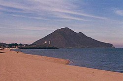 The beach at San Felipe, with the Cerro El Machorro at Point San Felipe in the background