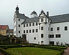Blick vom Schlossgarten auf Schloss Lauenstein