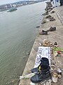 The shoes of Sivan Shahrabani, who was murdered in the Re'im music festival massacre, in the "Shoes on the Danube Bank" memorial