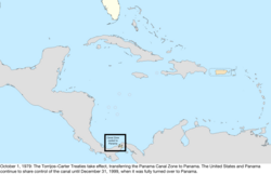 Map of the change to the United States in the Caribbean Sea on October 1, 1979