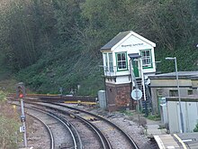 Photograph showing Bopeep Junction, with the signalbox at centre right.