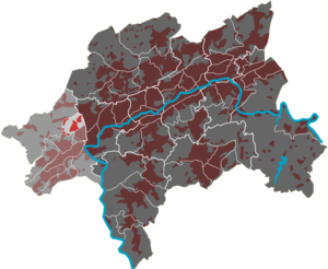Lage des Quartiers Lüntenbeck im Stadtbezirk Vohwinkel
