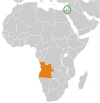 Location map for Angola and Israel.