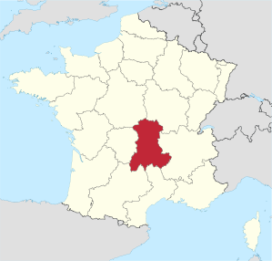 Lage der früheren Region Auvergne in Frankreich
