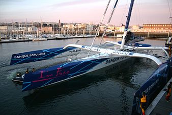 Banque Populaire V in 2009. At the time, the largest maxi-trimaran and holding the 24 hours distance and transatlantic records.