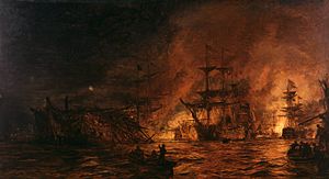 The Battle of the Nile, painting by William Lionel Wyllie