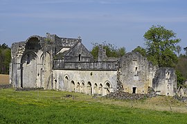 The ruins of Boschaud abbey in Villars
