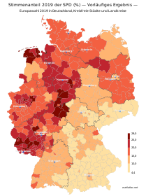 Stimmenanteil (%) 2019 – SPD
