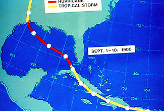An alternative style track map focusing on the storm's path from September 1–10.