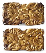 Gold belt plaques in animal style found in Majiayuan M4, Gansu.[11]