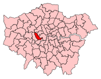 Highlighted region in west of central London.