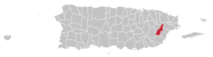 Map of Puerto Rico highlighting Las Piedras Municipality