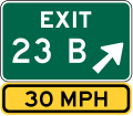 E5-1a and E13-1P Exit number sign with speed advisory