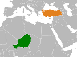 Map indicating locations of Niger and Turkey