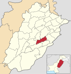 Karte von Pakistan, Position von Distrikt Sahiwal hervorgehoben