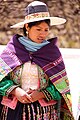 An Indigenous woman in traditional dress near Cochabamba, Bolivia