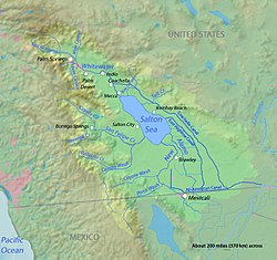 The Salton Sink is part of the Salton Watershed (light green area).