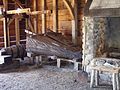 Reconstructed forge, interior view; note water-powered bellows