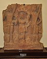 Kushan-era image of Shashthi between Skanda and Vishakha, c. 2nd century CE