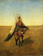 The Lone Scout, c. 1885) oil on canvas, 2.9 x 10 in. Fine Arts Museums of San Francisco
