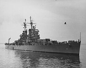 USS Atlanta (CL-104) verlässt Seattle, Washington, 27. Juni 1948