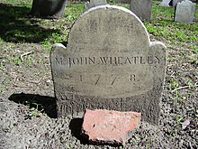 Grave of John Wheatley, owner of Phillis Wheatley