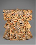 Noh robe; 1750–1800; silk embroidery and gold leaf on silk satin; length: 1.66 m; Metropolitan Museum of Art[95]