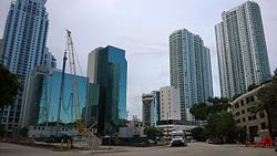 Site prep in 2014, behind existing 1980s office buildings at 1101 Brickell Avenue.
