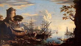 Marina del puerto (1640), by Salvator Rosa, Palazzo Pitti, Florence