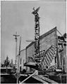 Totem poles in front of homes in Alert Bay, British Columbia in the 1900s