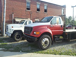 Class 6 2002 Ford F-650 in front (GVWR: 26000 lb), 1989 Ford F-600 in back (GVWR: 20,200 pounds (9.2 t)