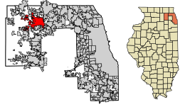 Location of Elgin in Kane and Cook Counties