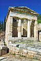 The Athenian Treasury in Delphi is also a distyle in antis design.