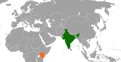 Map indicating locations of India and Kenya