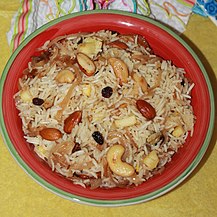 Kashmiri pulao with nuts and fruit