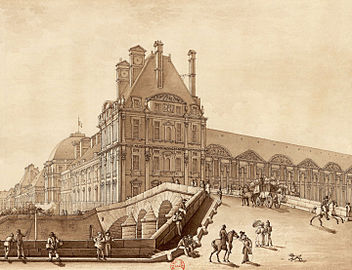 The bridge and the Pavillon de Flore in 1814